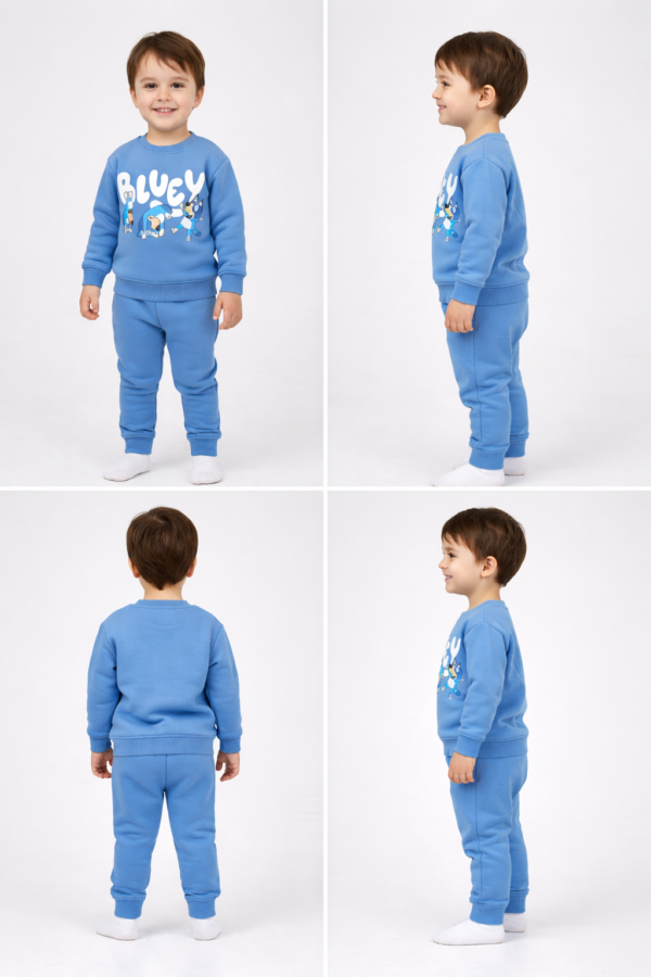 Erkek Çocuk Bluey Yazılı Köpek Baskılı Şardonlu Takım - 4. görsel