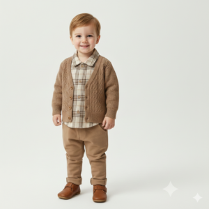 Erkek Çocuk Triko Hırkalı Oduncu Gömlekli Kot Pantolonlu 3 Lü Takım - Almira Bebek