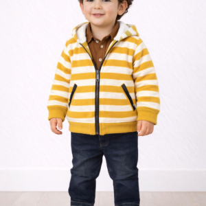 Erkek Bebek Çizgi Desenli-fermuarlı-hırka-gömlek-uzun Kollu Bady-pantolon Takım - Almira Bebek