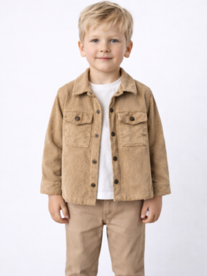 Erkek Çocuk Çıt Çıt Kapamalı- Cepli Kadife Gömlek -uzun Kollu Bady- Kanvas Pantolonlu Takım - Almira Bebek