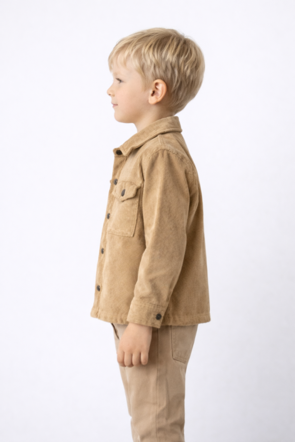 Erkek çocuk kahve kadife gömlek uzun kollu body kanvas pantolon takım - Gorsel 5