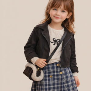 Kız Çocuk Süet Ceketli Çantalı- Bady- Eteklki Takım - Almira Bebek