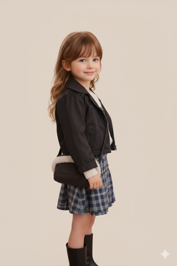 Kız Çocuk Süet Ceketli Çantalı- Bady- Eteklki Takım - 2. görsel