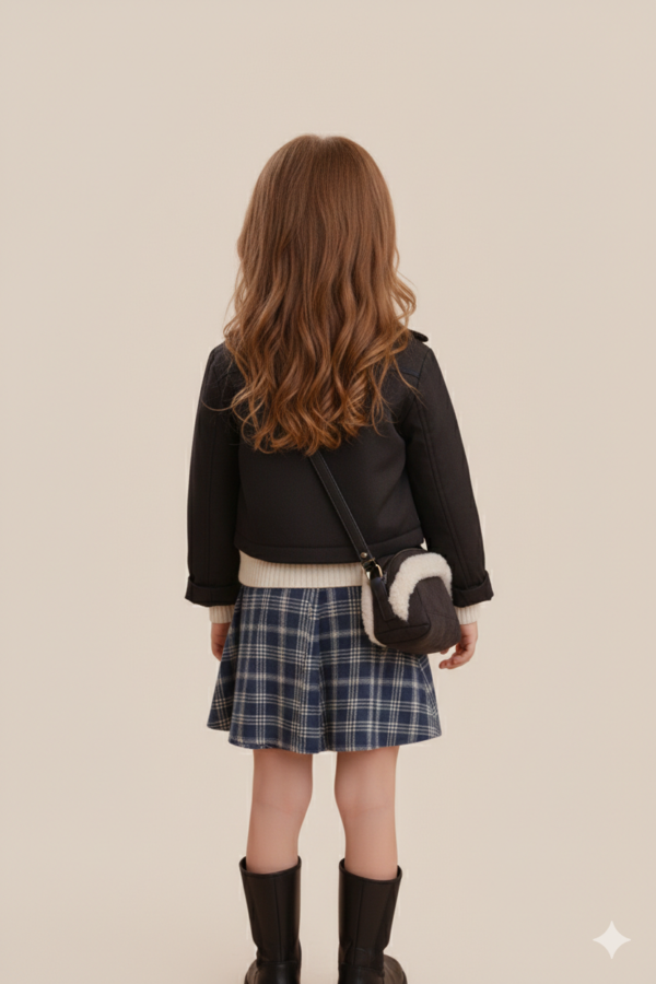 Kız Çocuk Süet Ceketli Çantalı- Bady- Eteklki Takım - 3. görsel