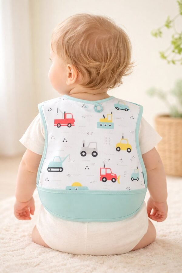 Bebekler için araba desenli su geçirmez leke tutucu pamuklu önlük, unisex bebek giyim ürünü - Gorsel 4