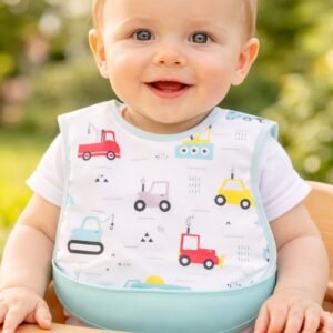 Bebekler için araba desenli su geçirmez leke tutucu pamuklu önlük, unisex bebek giyim ürünü