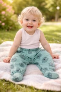Bebek Tek Alt | Yeşil | Patikli | 0 - 9 Ay