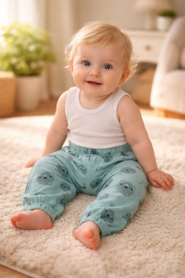 Bebek Tek Alt Erkek için Yeşil Patikli Renkli Günlük Kullanım - Gorsel 2