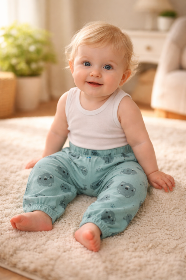 Bebek Tek Alt Erkek için Yeşil Patikli Renkli Günlük Kullanım - Gorsel 2