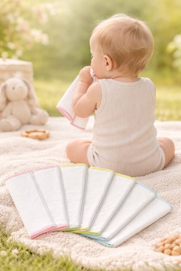 Bebek Ağız Mendili 6'lı Set, Yumuşak Penye, Unisex Bebeğe Uygun - Gorsel 4