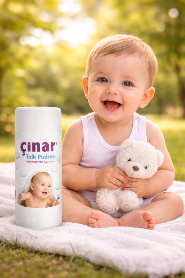 Çınar Talk Bebek Pudrası hassas ciltler için hafif ve dayanıklı güvenli kullanım