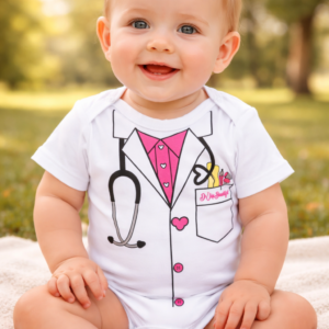 Doktor Desenli Çıtçıtlı Bebek Zıbın Erkek Bebek Giyim Pamuklu 0-6 Ay