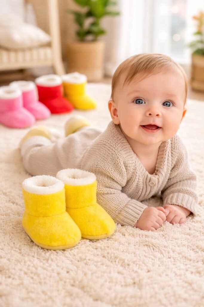 Domi Kids Bebek Panduf Sarı, Bebek Ayakkabısı, Rahat ve Yumuşak Tasarım