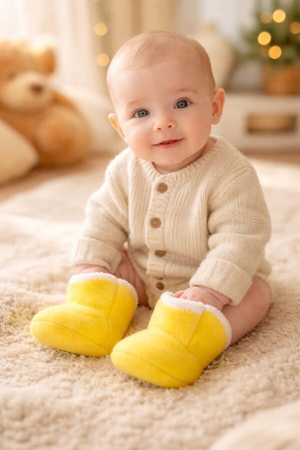 Domi Kids Bebek Panduf Sarı, Bebek Ayakkabısı, Rahat ve Yumuşak Tasarım - Gorsel 2