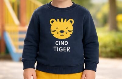 Erkek Bebek Sweatshirt Kaplan Baskılı Lacivert 6-24 Ay rahat ve şık