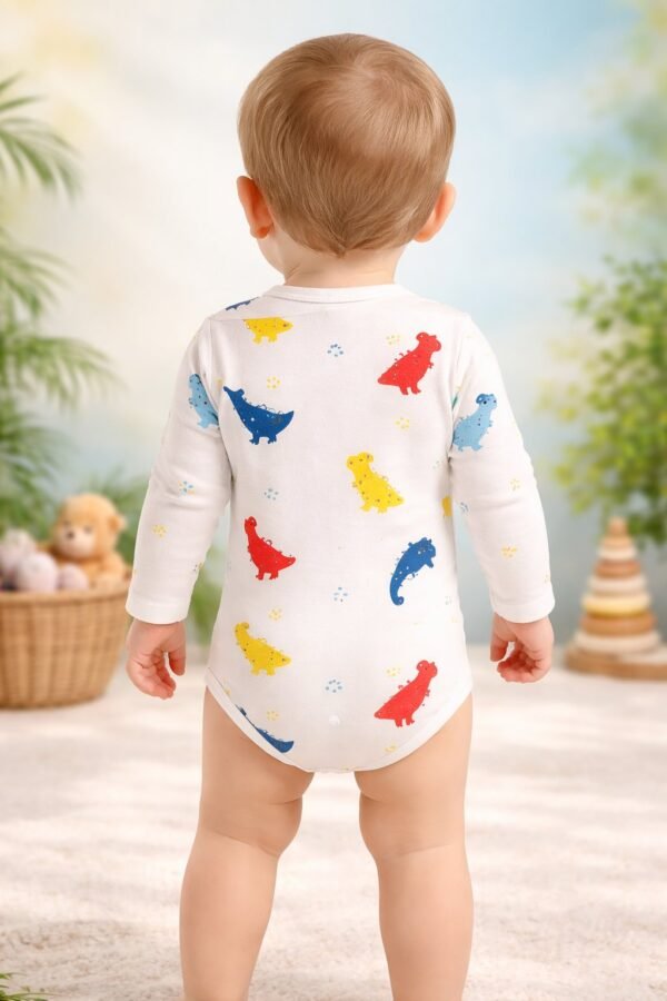 Erkek Bebek Dinozor Baskılı Uzun Kollu Çıtçıtlı Body Bebek Giyim - Gorsel 4