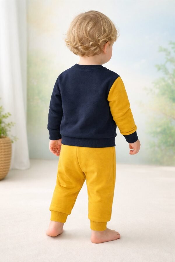 Pamuklu Bebek Takım Lacivert Uzun Kollu Sweatshirt ve Pantolon, Rahat ve Dayanıklı - Gorsel 4