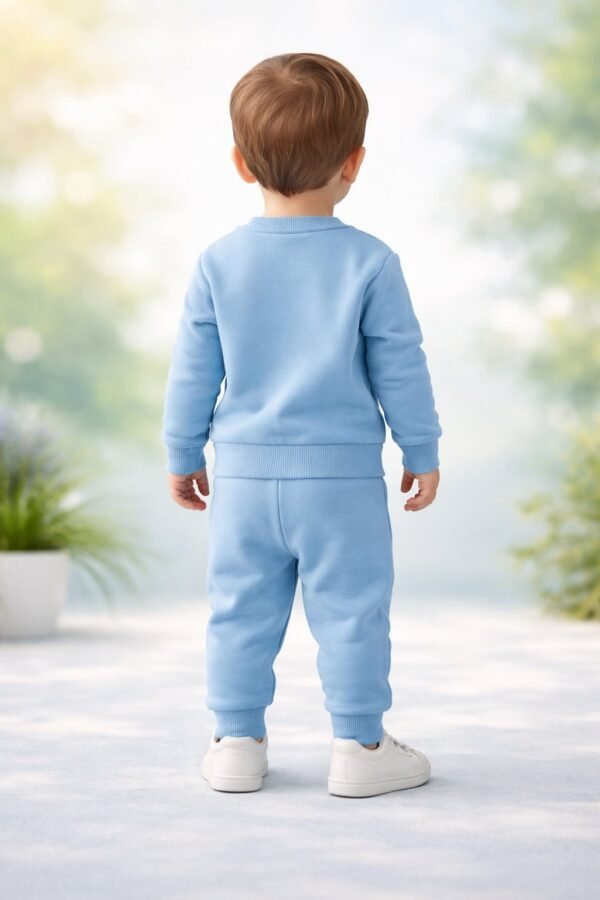 Erkek Bebek Takımı Mavi Kadife Baskılı Yumuşak İç Şardonlu - Gorsel 4