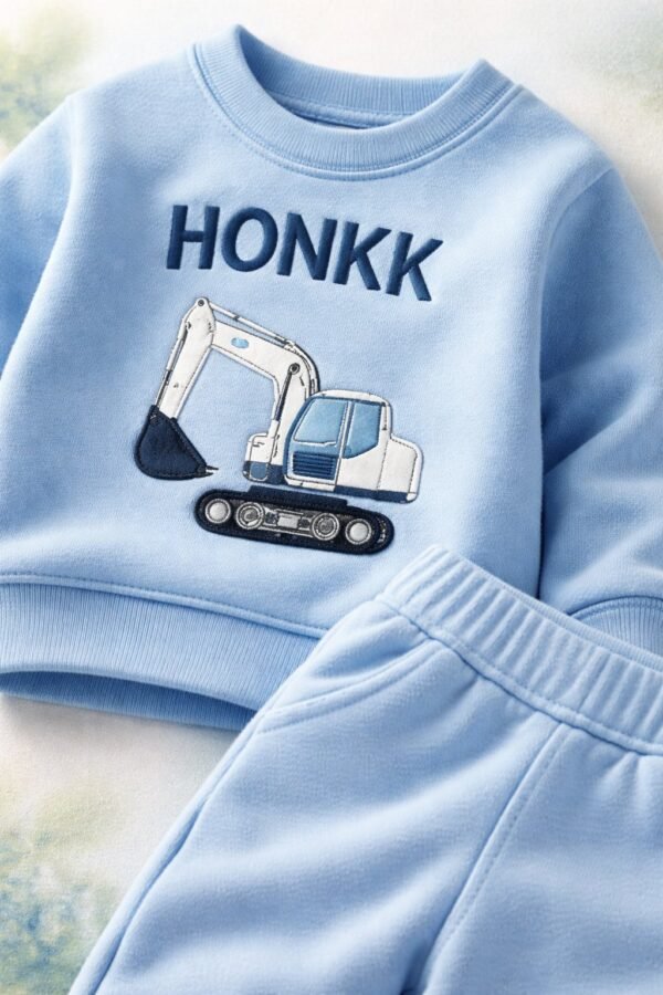 Erkek Bebek Takımı Mavi Kadife Baskılı Yumuşak İç Şardonlu - Gorsel 3