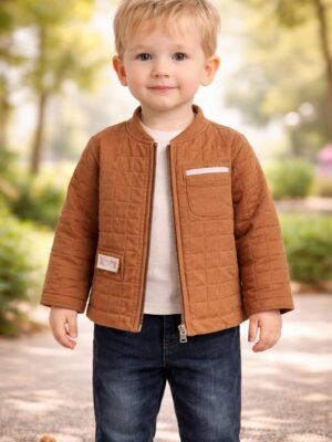 Erkek Bebek Kapitone Ceketli Takım, rahat ve dayanıklı günlük giyim, kahverengi renkli