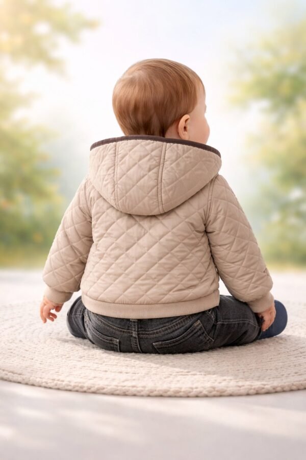 Erkek Bebek Kapşonlu Kapitone Montlu Kot Pantolonlu Takım, Konforlu ve Pratik Tasarım - Gorsel 4