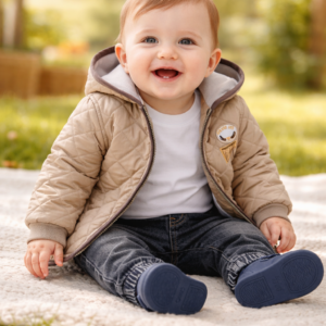 Erkek Bebek Kapşonlu Kapitone Montlu Kot Pantolonlu Takım, Erkek Bebek Giyim, Kışlık Set