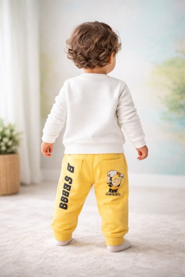 Erkek Bebek Kışlık Sarı Kumaş Takım - Pamuklu ve Rahat Çocuk Giyim - Gorsel 4