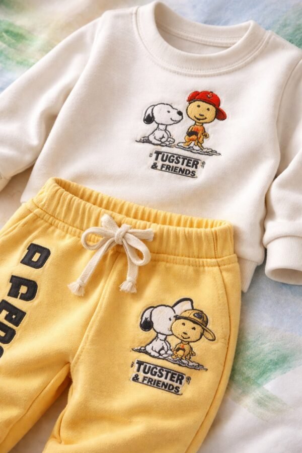 Erkek Bebek Kışlık Sarı Kumaş Takım - Pamuklu ve Rahat Çocuk Giyim - Gorsel 3