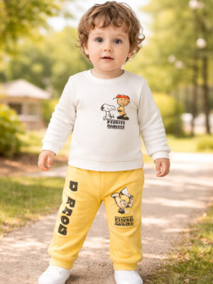 Erkek Bebek Kışlık Sarı Kumaş Takım - Pamuklu ve Rahat Çocuk Giyim