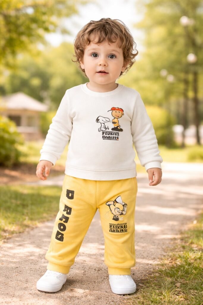 Erkek Bebek Kışlık Sarı Kumaş Takım - Pamuklu ve Rahat Çocuk Giyim