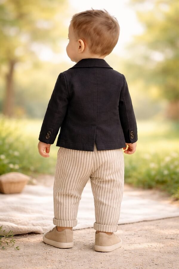 Erkek Bebek Müslin Kumaşlı Gömlek ve Pantolon Takım - Bebek Giyim - Gorsel 4