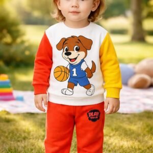 Pamuklu Erkek Bebek Takım Uzun Kollu Renkli Baskılı