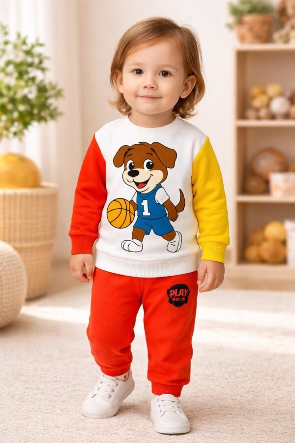 Pamuklu Erkek Bebek Takım Uzun Kollu Renkli Baskılı Günlük Kullanım - Gorsel 2