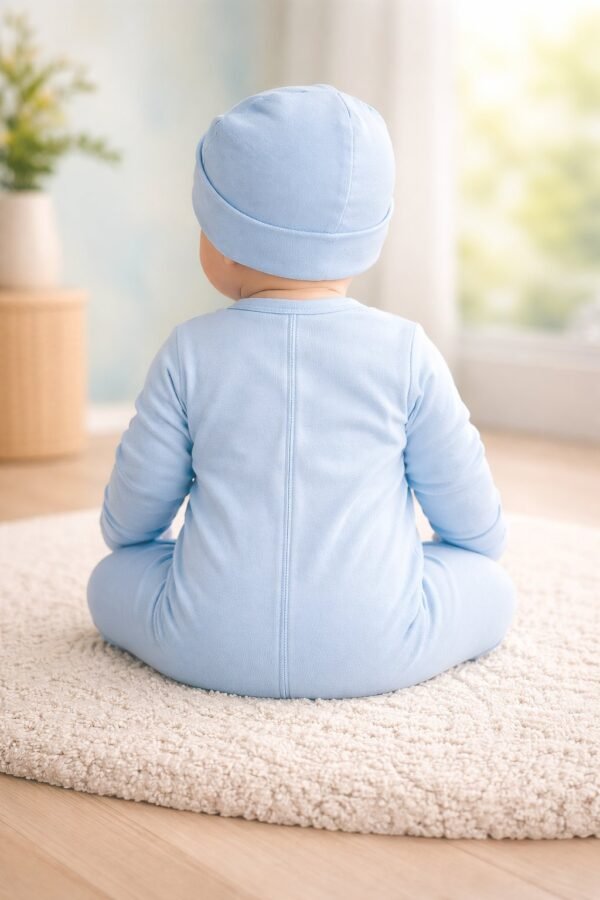 Erkek Bebek Şapkalı Kendinden Eldivenli Ayaklı Zıbın Seti, bebek giyim, rahat ve dayanıklı - Gorsel 4