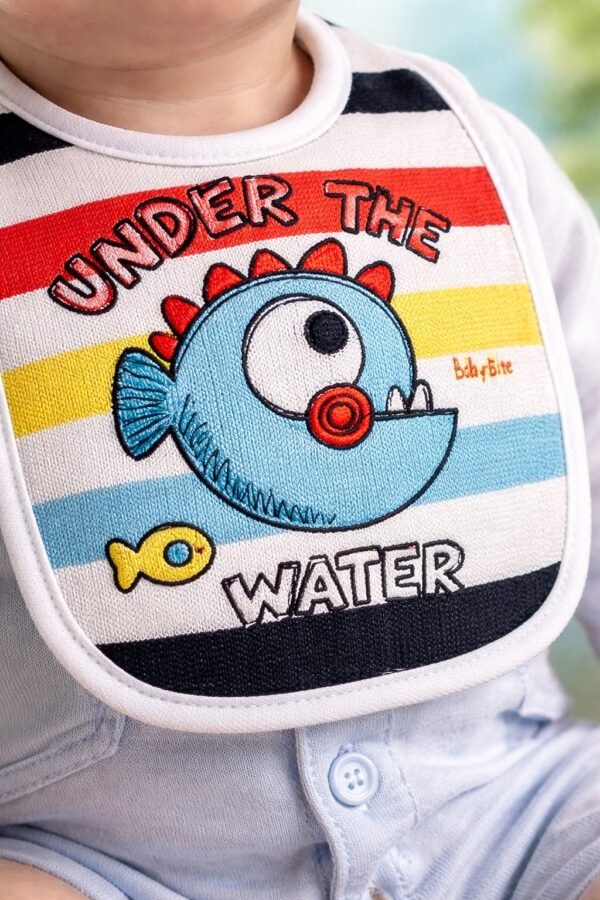 Erkek Bebek Under The Yazılı Mama Önlüğü Mavi Renkli ve 0-12 Ay Beden - Gorsel 3