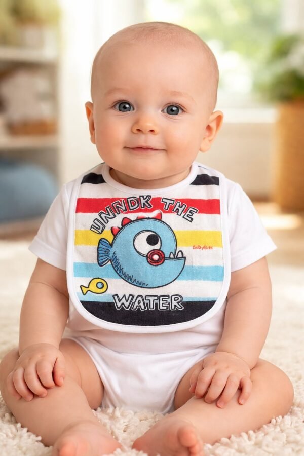 Erkek Bebek Under The Yazılı Mama Önlüğü Mavi Renkli ve 0-12 Ay Beden - Gorsel 2