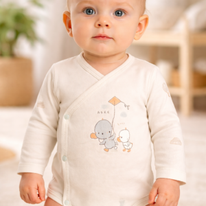 Erkek Bebek Yandan Çıtçıtlı Uzun Kollu Zıbın Mint Yeşili Beden Seçenekleriyle