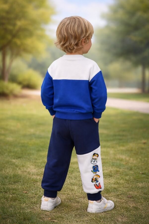 Erkek Çocuk Mavi Takım Sweatshirt ve Eşofman Altı Çocuk Giyim Konforlu ve Rahat - Gorsel 2