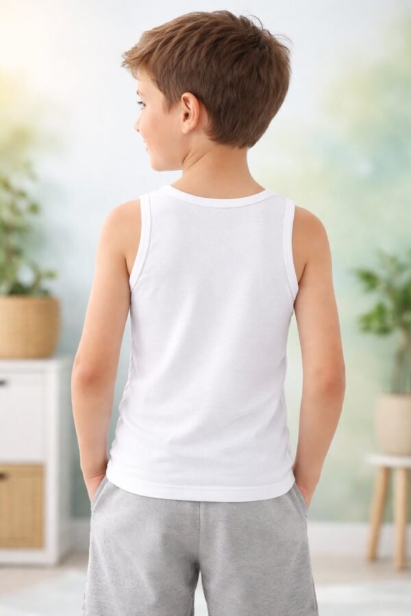 Erkek Çocuk Atlet 6-7 Yaş Beyaz rahat ve şık çocuk iç giyim ürün - Gorsel 4
