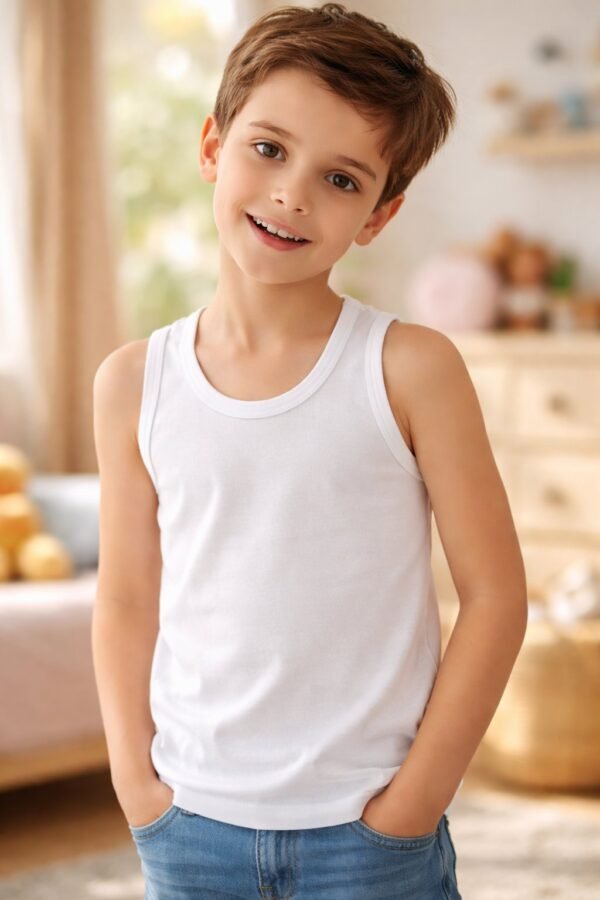 Erkek Çocuk Atlet 6-7 Yaş Beyaz rahat ve şık çocuk iç giyim ürün - Gorsel 2