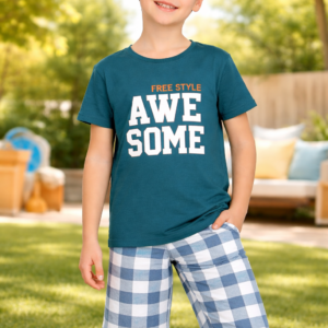 Erkek Çocuk Awe Some Yazılı Kısa Kollu Yeşil Pijama Takımı, Erkek Çocuk Giyim, Yazlık ve Rahat