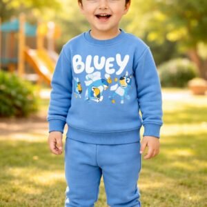 Erkek Çocuk Bluey Baskılı Yeşil Şardonlu Takım, Günlük Giyim ve Konfor