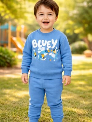 Erkek Çocuk Bluey Baskılı Yeşil Şardonlu Takım, Günlük Giyim ve Konfor