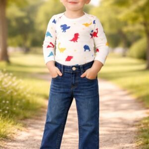 Erkek Çocuk Boru Paça Mavi Kot Pantolon