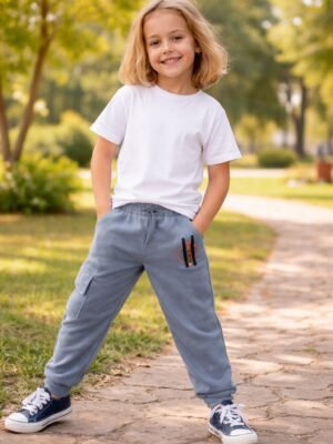 Erkek Çocuk Giyim Gri Eşofman Altı Lastikli Bel Yandan Cepli Çok Renkli ve Dayanıklı