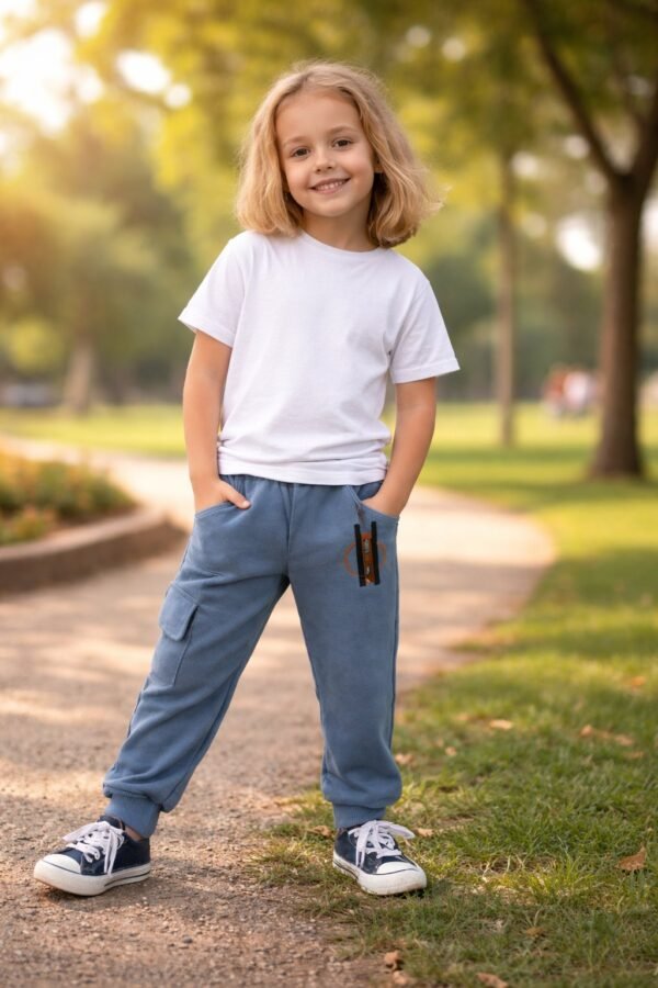 Erkek Çocuk Giyim Gri Eşofman Altı Lastikli Bel Yandan Cepli Çok Renkli ve Dayanıklı - Gorsel 2