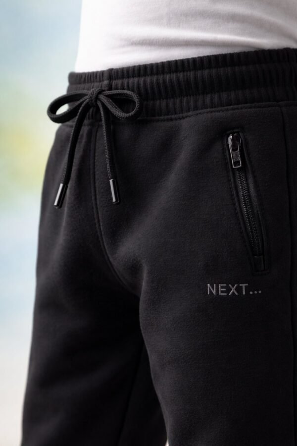 Erkek Çocuk Spor Eşofman Altı Siyah Beli Lastikli Fermuarlı Cepli rahat kullanım - Gorsel 3