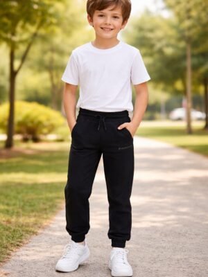 Erkek Çocuk Spor Eşofman Altı Siyah Beli Lastikli Fermuarlı Cepli rahat kullanım