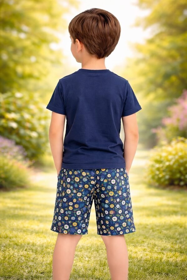 Erkek çocuk Goal Time yazılı top baskılı kısa kollu pijama takımı, rahat ve şık tasarım - Gorsel 4