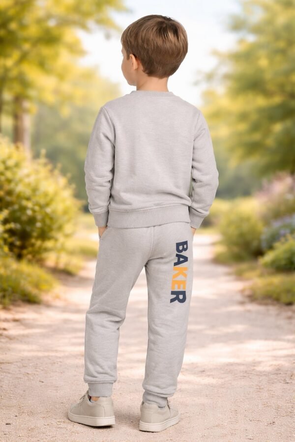 Erkek Çocuk Gri Yazılı Spor Takımı rahat ve dayanıklı çocuk giyim - Gorsel 4